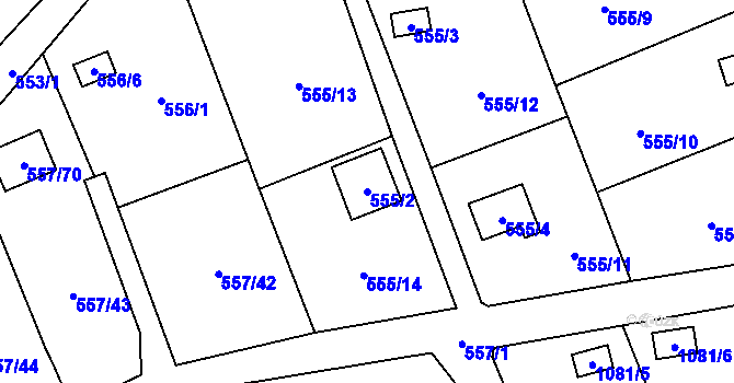 Parcela st. 555/2 v KÚ Horky u Tábora, Katastrální mapa