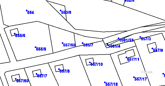 Parcela st. 555/7 v KÚ Horky u Tábora, Katastrální mapa