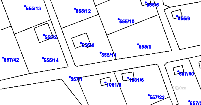 Parcela st. 555/11 v KÚ Horky u Tábora, Katastrální mapa