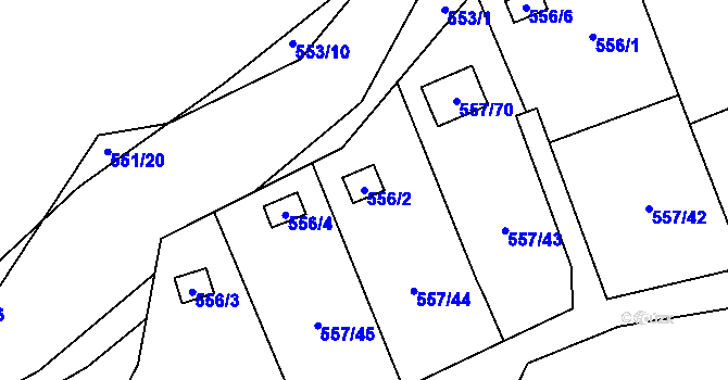 Parcela st. 556/2 v KÚ Horky u Tábora, Katastrální mapa