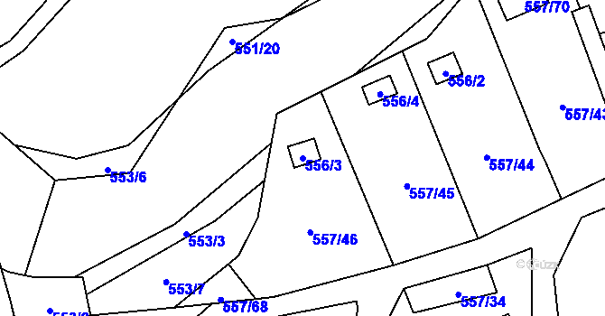 Parcela st. 556/3 v KÚ Horky u Tábora, Katastrální mapa