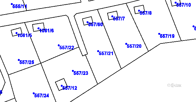 Parcela st. 557/21 v KÚ Horky u Tábora, Katastrální mapa
