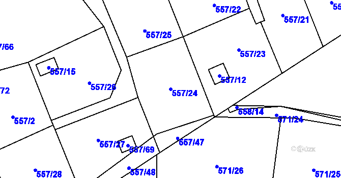 Parcela st. 557/24 v KÚ Horky u Tábora, Katastrální mapa
