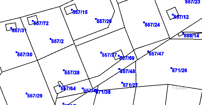 Parcela st. 557/27 v KÚ Horky u Tábora, Katastrální mapa