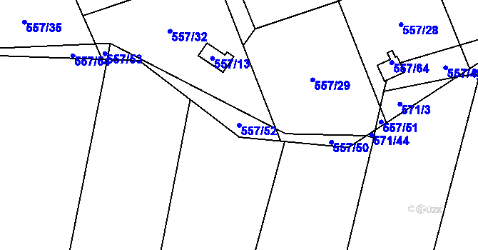 Parcela st. 557/52 v KÚ Horky u Tábora, Katastrální mapa