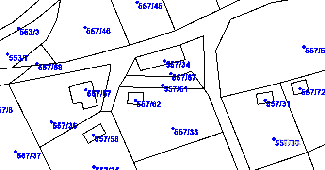 Parcela st. 557/61 v KÚ Horky u Tábora, Katastrální mapa