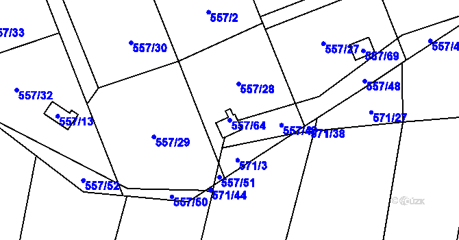 Parcela st. 557/64 v KÚ Horky u Tábora, Katastrální mapa