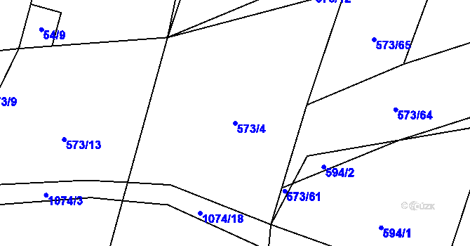 Parcela st. 573/4 v KÚ Horky u Tábora, Katastrální mapa