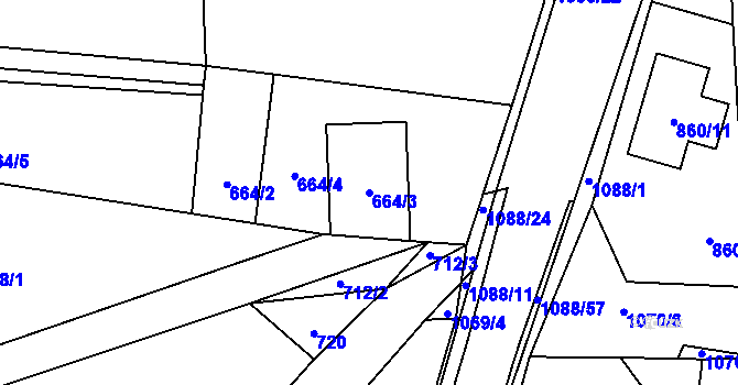 Parcela st. 664/3 v KÚ Horky u Tábora, Katastrální mapa