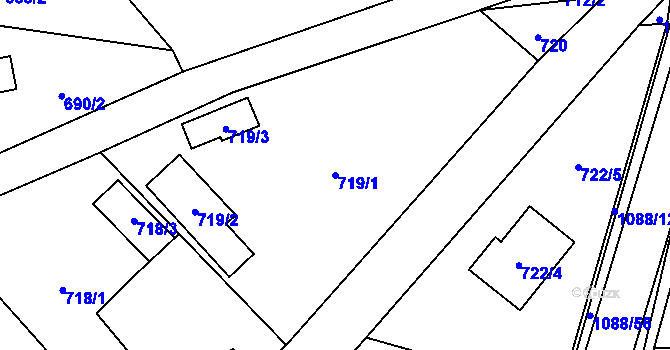 Parcela st. 719/1 v KÚ Horky u Tábora, Katastrální mapa