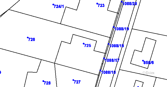 Parcela st. 725 v KÚ Horky u Tábora, Katastrální mapa