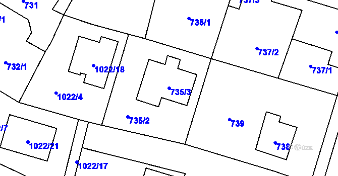 Parcela st. 735/3 v KÚ Horky u Tábora, Katastrální mapa