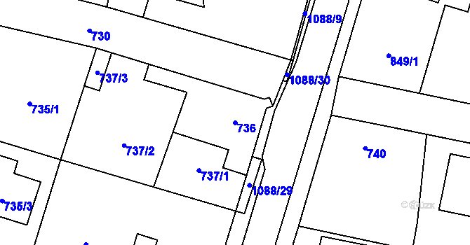 Parcela st. 736 v KÚ Horky u Tábora, Katastrální mapa