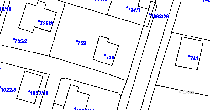 Parcela st. 738 v KÚ Horky u Tábora, Katastrální mapa