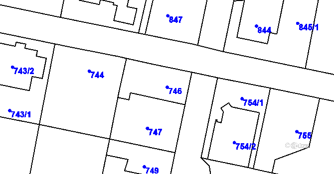 Parcela st. 746 v KÚ Horky u Tábora, Katastrální mapa