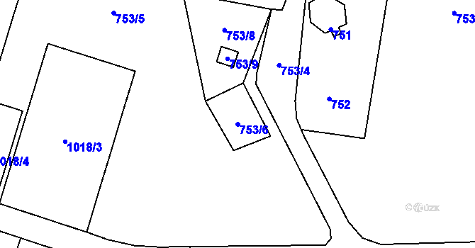 Parcela st. 753/6 v KÚ Horky u Tábora, Katastrální mapa