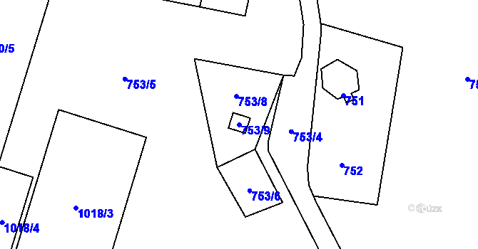 Parcela st. 753/9 v KÚ Horky u Tábora, Katastrální mapa
