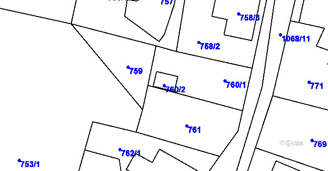 Parcela st. 760/2 v KÚ Horky u Tábora, Katastrální mapa