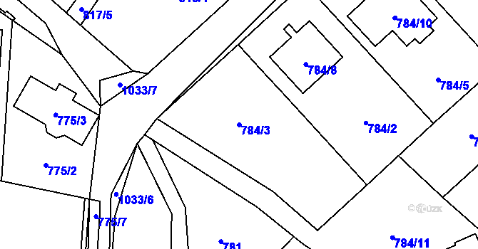 Parcela st. 784/3 v KÚ Horky u Tábora, Katastrální mapa