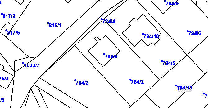 Parcela st. 784/8 v KÚ Horky u Tábora, Katastrální mapa