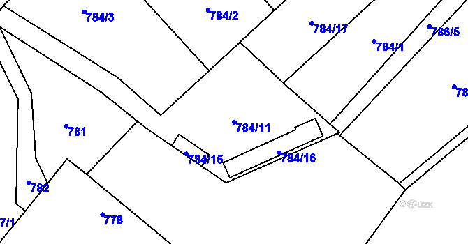 Parcela st. 784/11 v KÚ Horky u Tábora, Katastrální mapa