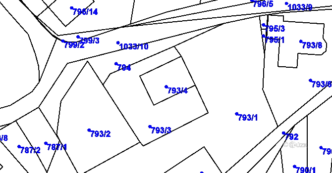 Parcela st. 793/4 v KÚ Horky u Tábora, Katastrální mapa