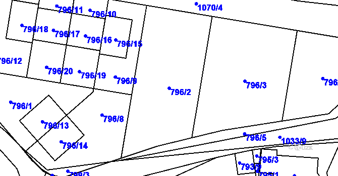 Parcela st. 796/2 v KÚ Horky u Tábora, Katastrální mapa