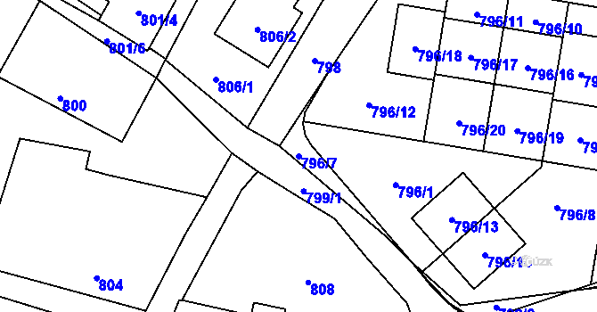 Parcela st. 796/7 v KÚ Horky u Tábora, Katastrální mapa