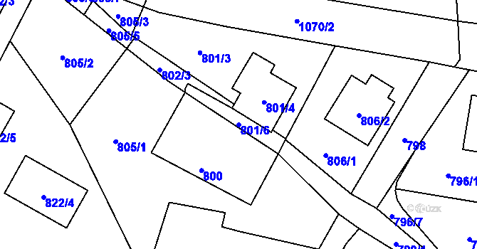 Parcela st. 801/6 v KÚ Horky u Tábora, Katastrální mapa