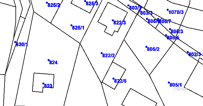 Parcela st. 822/2 v KÚ Horky u Tábora, Katastrální mapa