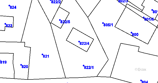 Parcela st. 822/4 v KÚ Horky u Tábora, Katastrální mapa