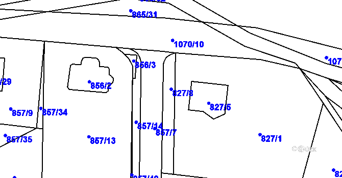 Parcela st. 827/8 v KÚ Horky u Tábora, Katastrální mapa