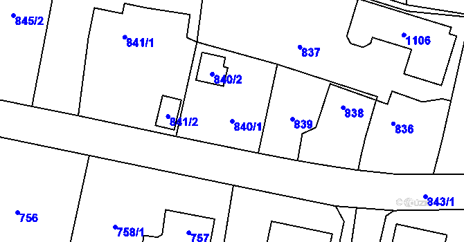 Parcela st. 840/1 v KÚ Horky u Tábora, Katastrální mapa