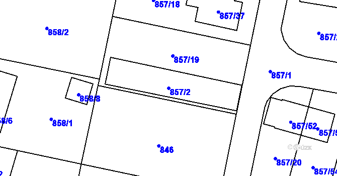 Parcela st. 857/2 v KÚ Horky u Tábora, Katastrální mapa