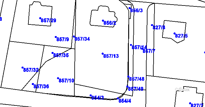 Parcela st. 857/13 v KÚ Horky u Tábora, Katastrální mapa