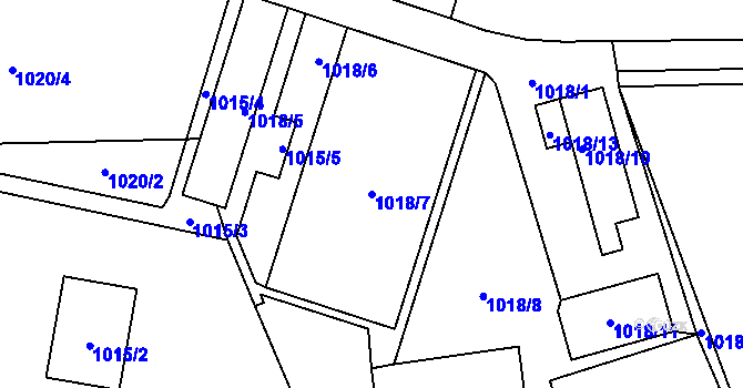 Parcela st. 1018/7 v KÚ Horky u Tábora, Katastrální mapa