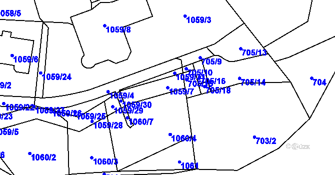Parcela st. 1059/7 v KÚ Horky u Tábora, Katastrální mapa
