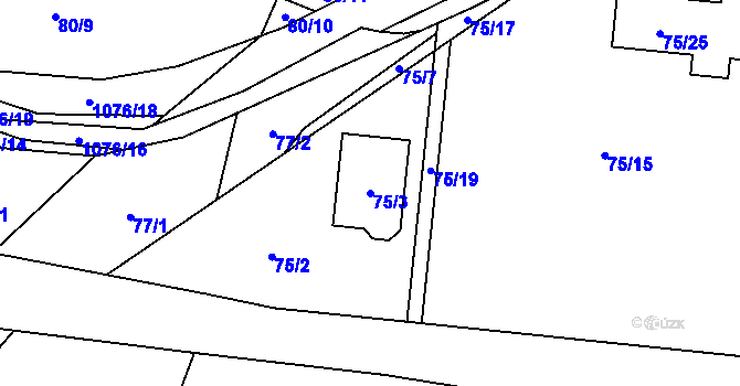 Parcela st. 75/3 v KÚ Horky u Tábora, Katastrální mapa