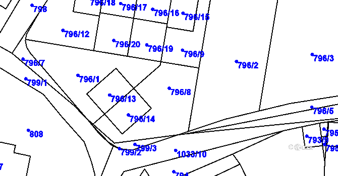 Parcela st. 796/8 v KÚ Horky u Tábora, Katastrální mapa