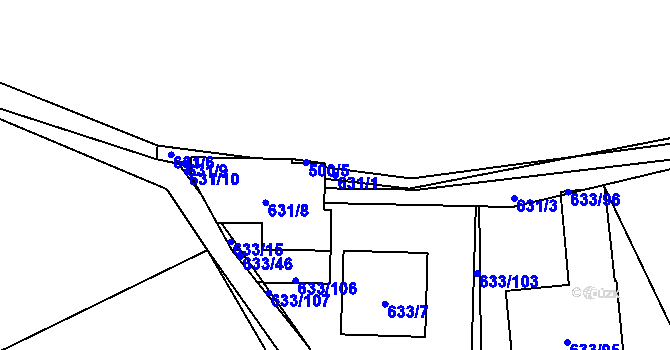 Parcela st. 631/1 v KÚ Horky u Tábora, Katastrální mapa
