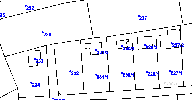 Parcela st. 231/2 v KÚ Horky u Tábora, Katastrální mapa