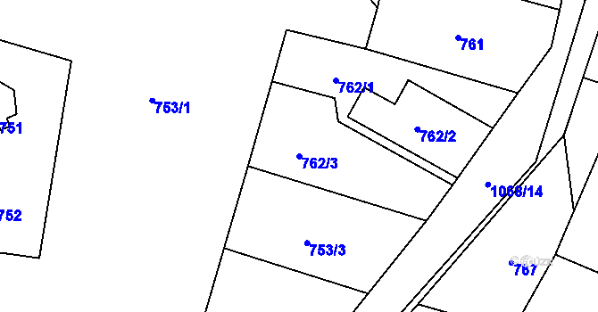 Parcela st. 762/3 v KÚ Horky u Tábora, Katastrální mapa