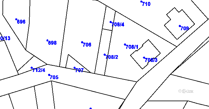 Parcela st. 708/2 v KÚ Horky u Tábora, Katastrální mapa