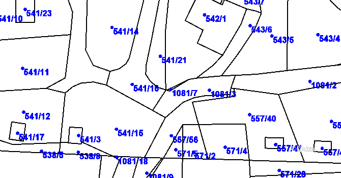 Parcela st. 1081/7 v KÚ Horky u Tábora, Katastrální mapa