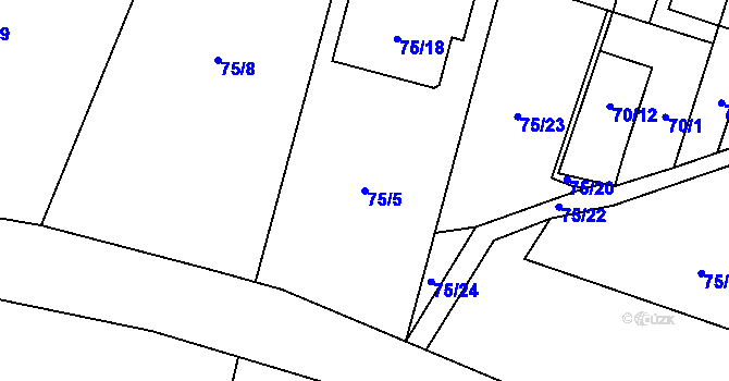 Parcela st. 75/5 v KÚ Horky u Tábora, Katastrální mapa