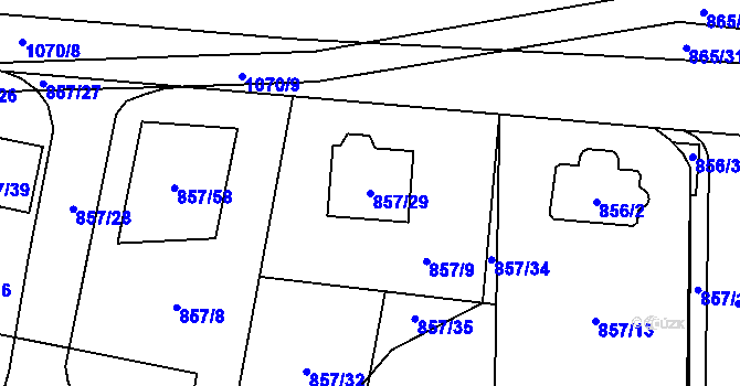 Parcela st. 857/29 v KÚ Horky u Tábora, Katastrální mapa