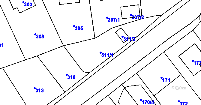 Parcela st. 311/1 v KÚ Horky u Tábora, Katastrální mapa