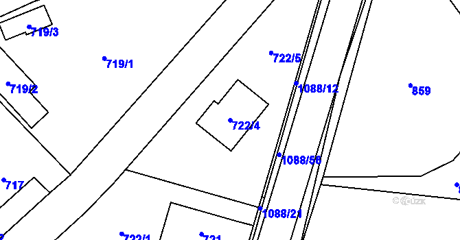 Parcela st. 722/4 v KÚ Horky u Tábora, Katastrální mapa