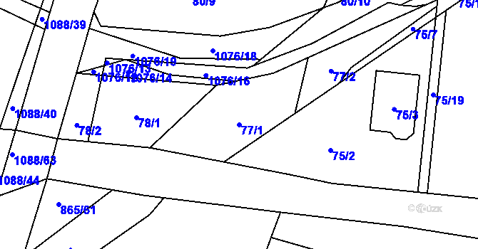 Parcela st. 77/1 v KÚ Horky u Tábora, Katastrální mapa
