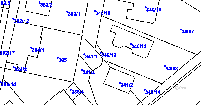 Parcela st. 340/13 v KÚ Horky u Tábora, Katastrální mapa